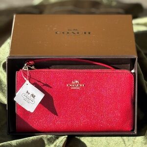 Authentic - NWT, in OG box, 2014 Coach Long Zippy Wallet, in Red Currant